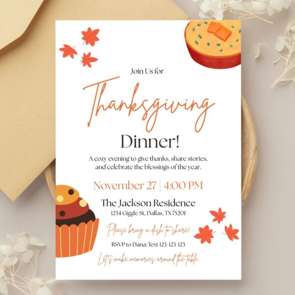 Editable Thanksgiving Dinner Invite Template