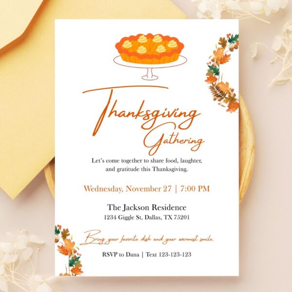Editable Thanksgiving Gathering Invite Template